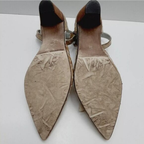 UN TOUR EN VILLE Snake Pattern Beige Pointy Toe Heels Leather Shoes Sz 7.5 - 8 - Picture 14 of 16